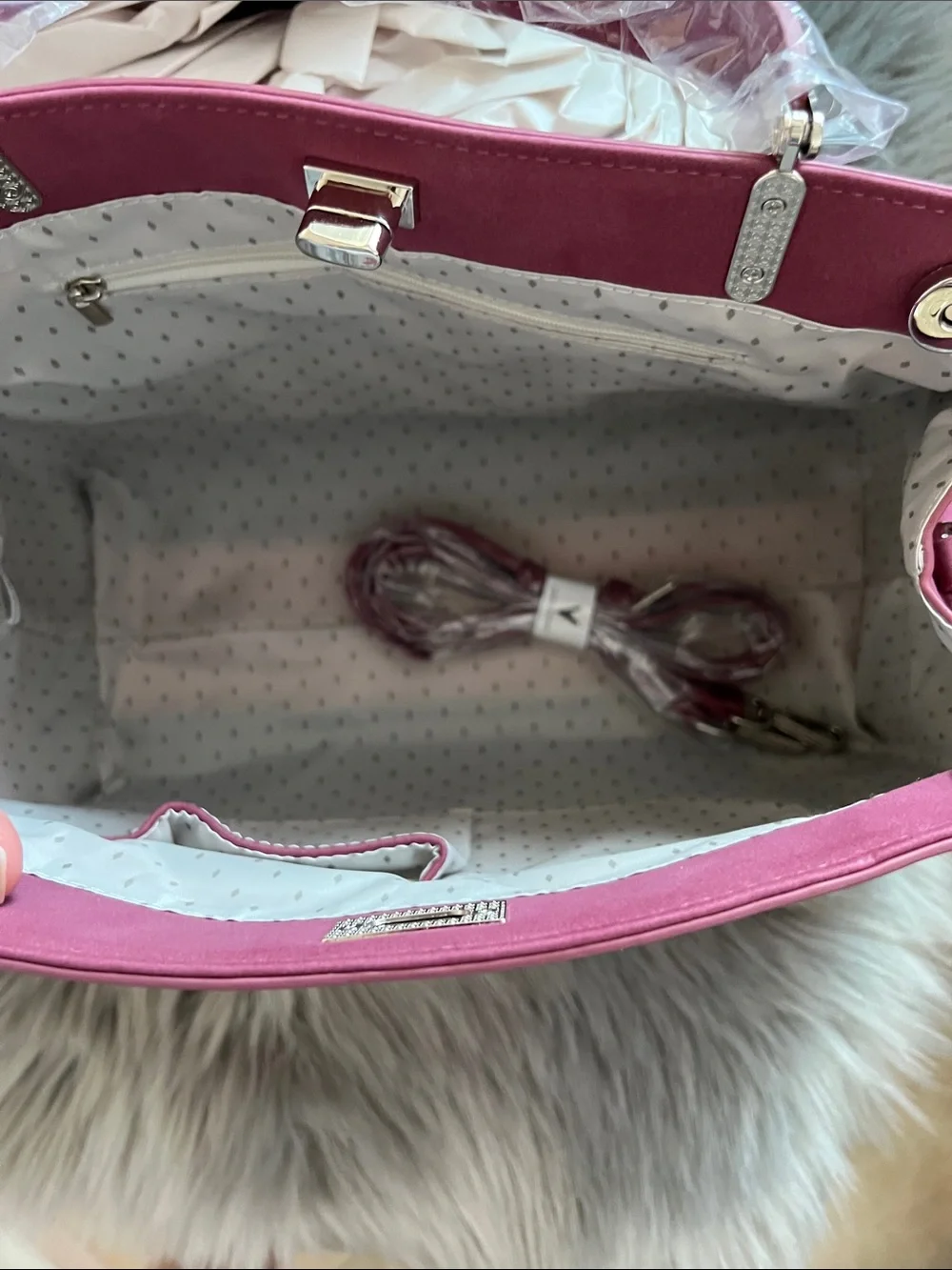 NWT Vanessa Williams Merlot Pink Satchel Bag Purse